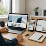 Strona internetowa wyświetlona na laptopie, tablecie i telefonie