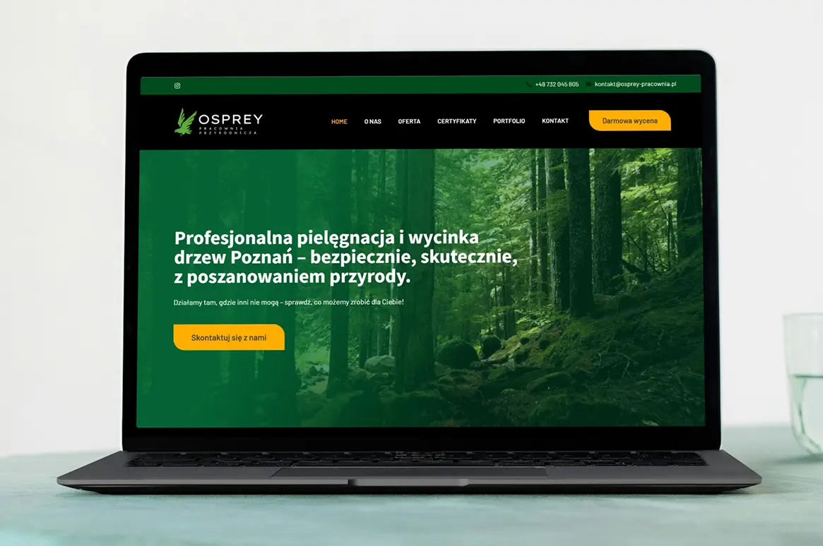 Strona osprey-pracownia.pl – realizacja na laptopie